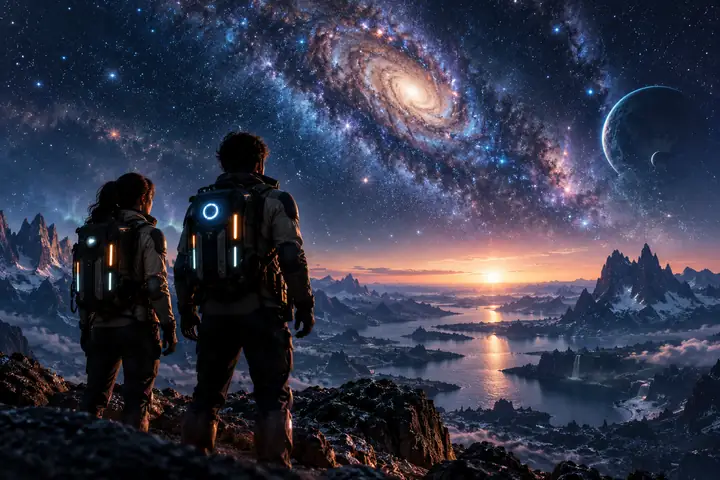 Illustrative science-fiction artwork, not a verified model output
